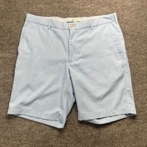 Peter Millar Mens Salem Performance Golf Shorts Light Blue Size 35 ME0EB82
